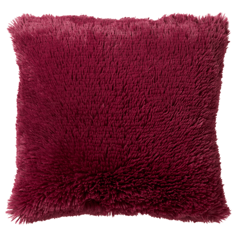 FLUFFY - Coussin imitation fourrure Red Plum 45x45 cm 
