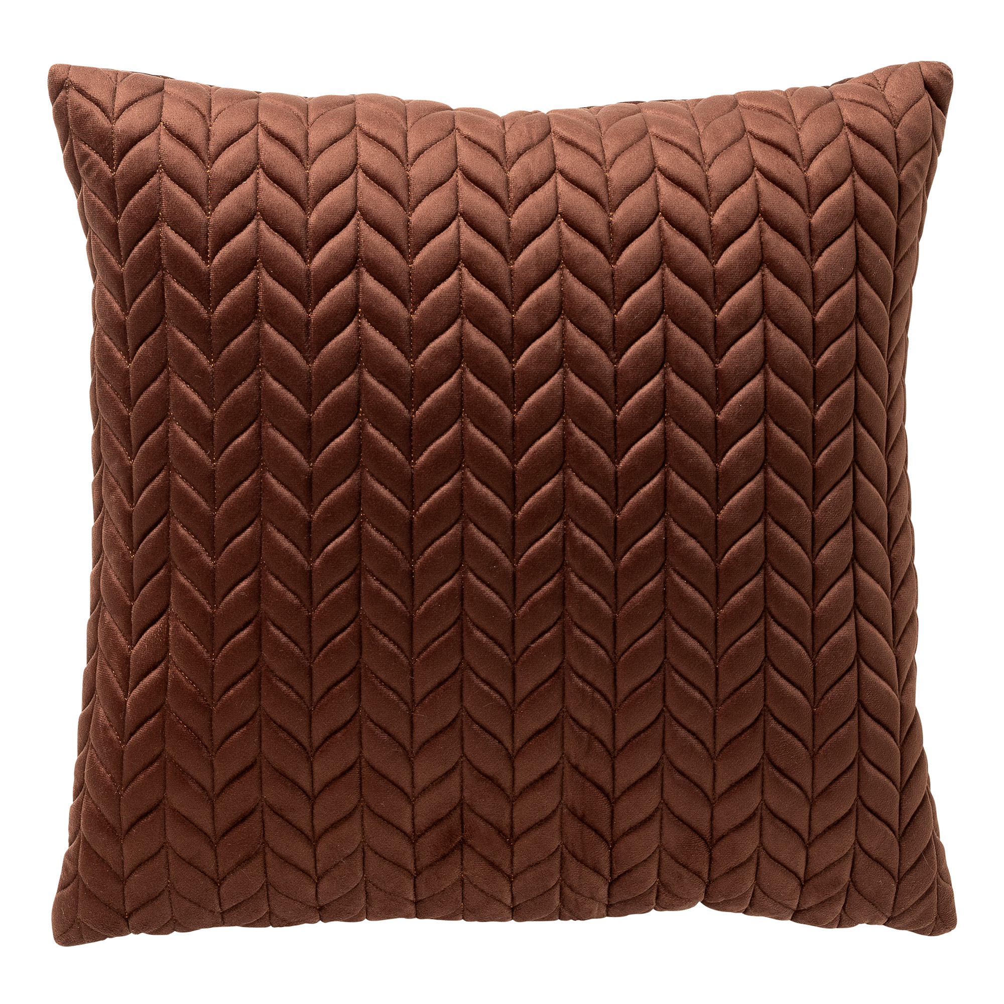 MELINA - Cushion 45x45 cm - velvet - herringbone pattern - Cappuccino - brown