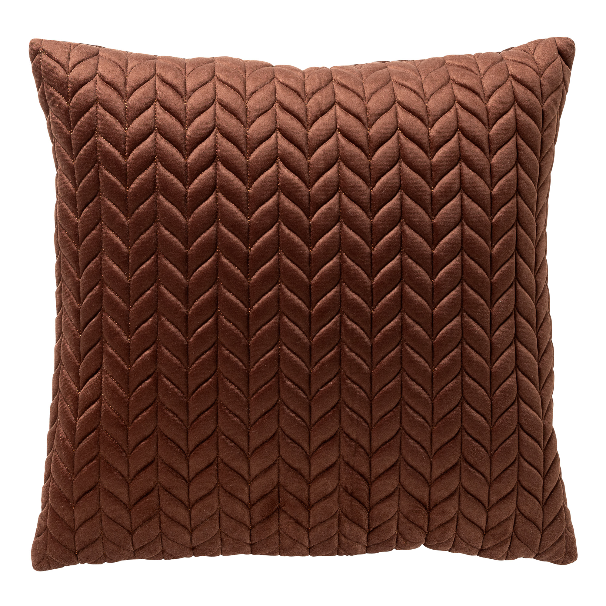 MELINA - Coussin 45x45 cm - velours - motif à chevrons - Cappuccino - marron