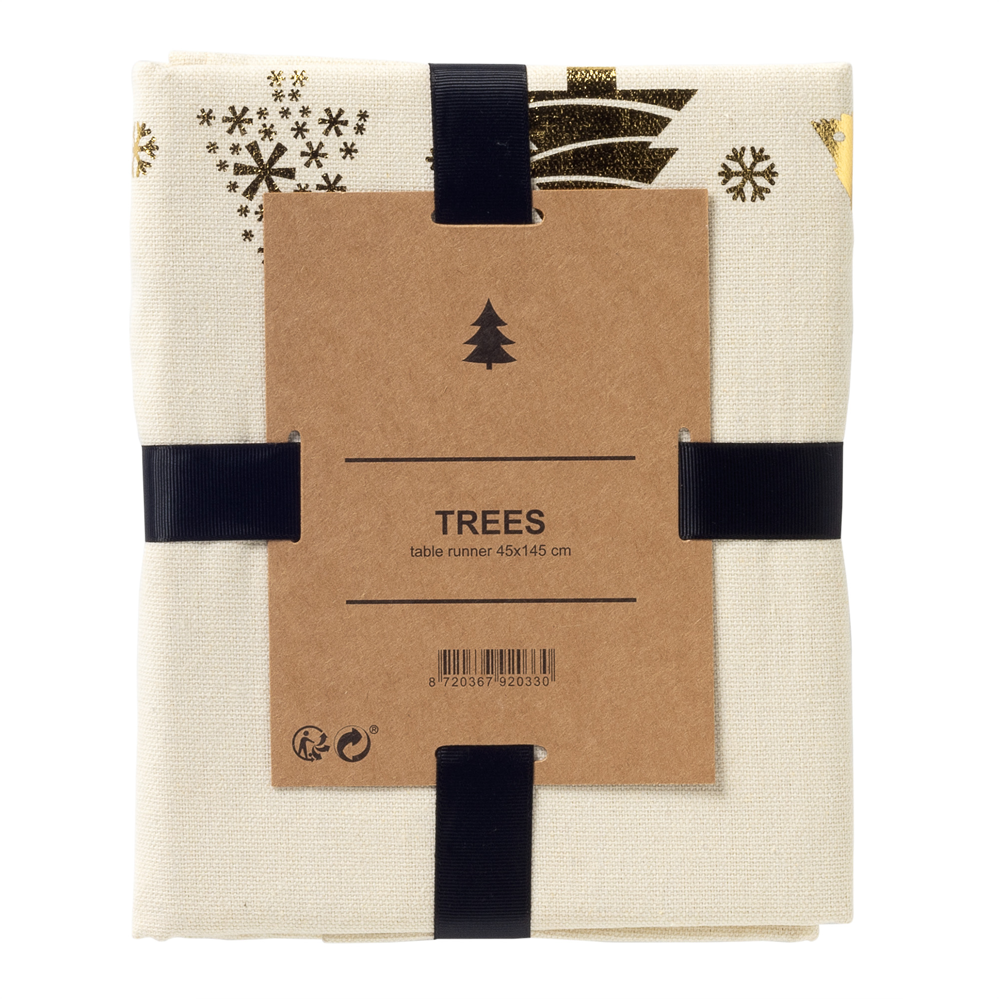 TREES - table runner 45x145 cm - with Christmas trees - Whisper White – white