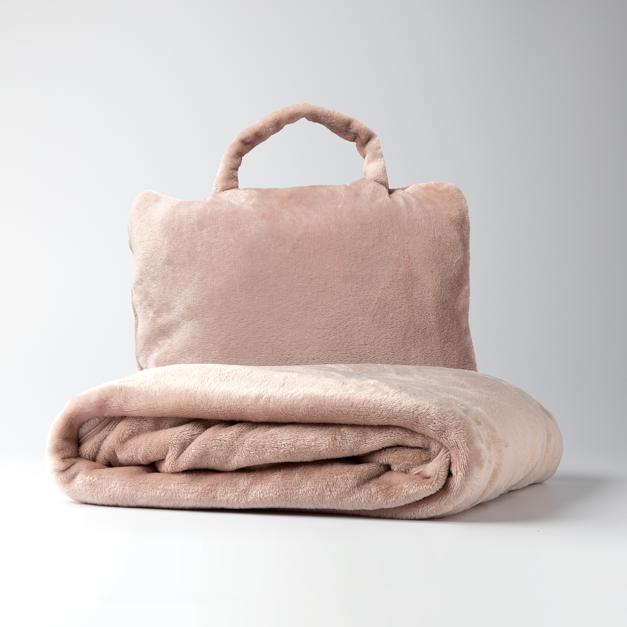 TESSA - Plaid to Go - 130x150 cm - Misty Rose - idéal pour les voyages - se plie en un sac pratique
