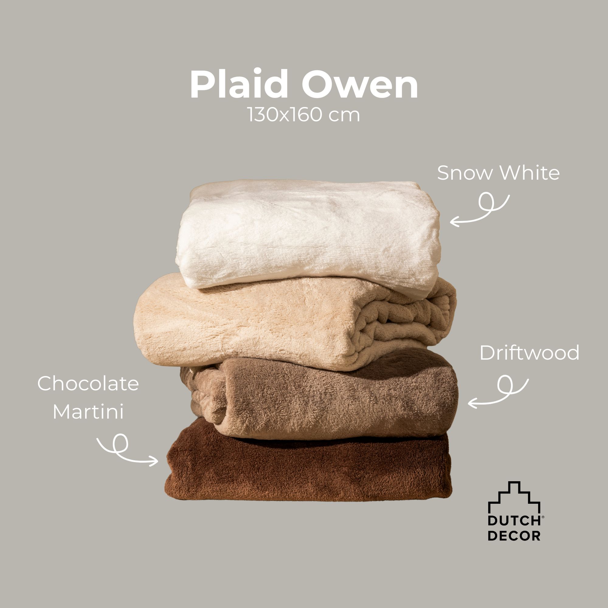 OWEN - plaid 130x160 cm - coral fleece deken - heerlijk zacht - Chocolate Martini - bruin